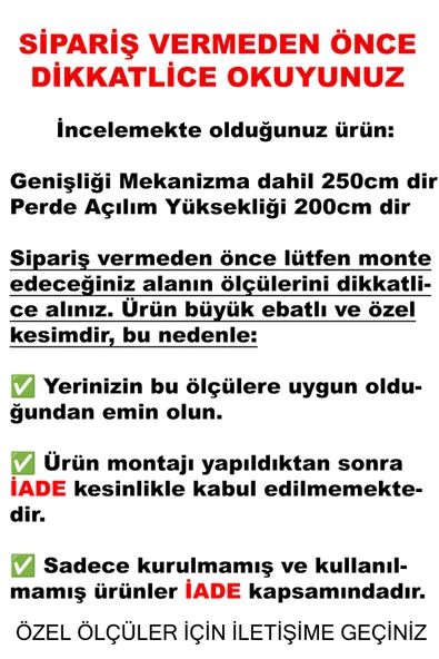 size ne lazım Su Geçirmez Solmaz Garantili İthal Akrilik Stor Perde Balkon Teras Veranda Genişlik 250 Boy 200cm - Resim 2