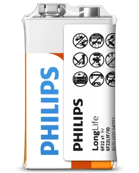 Philips Extra Çinko Pil 9V 6F22L1F