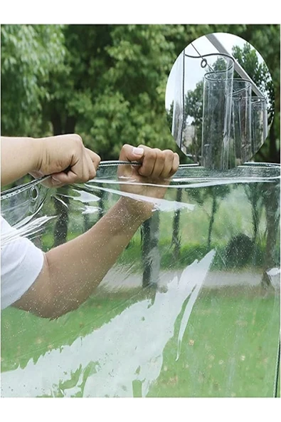 saran branda 100x200 Şeffaf Branda Kış Bahçe Perdesi 0,80mm Su Geçirmez Kapsüllü - 3