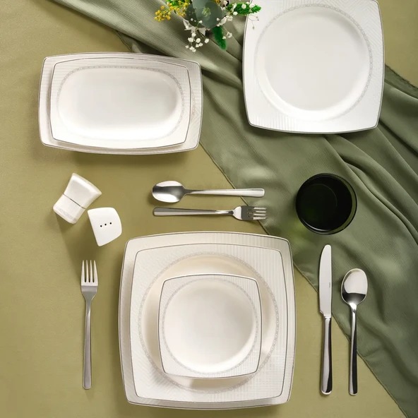 GÜRAL PORSELEN Caroline 30 Parça 6 Kişilik Yemek Takımı 6366 - Resim 4