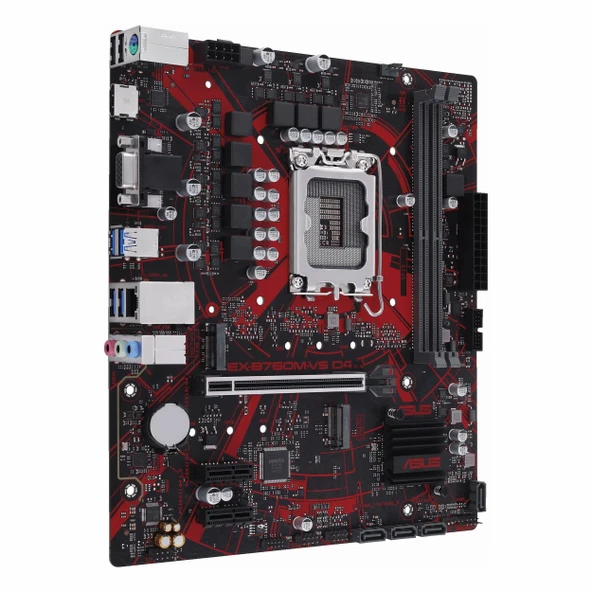 Asus EX-B760M-V5 D4-CSM DDR4 (5333MHz)OC M.2 VGA/HDMI PCIe 4.0 1700P mATX Anakart - Resim 3
