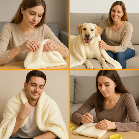 Welsoft Peluş Kumaş Çift Taraflı Yıkanabilir Kesilebilir Koltuk Battaniye Yastık Kaplaması En 180CM - 3
