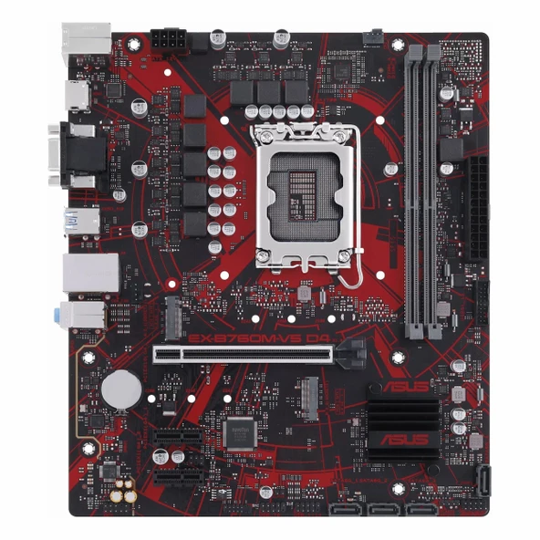 Asus EX-B760M-V5 D4-CSM DDR4 (5333MHz)OC M.2 VGA/HDMI PCIe 4.0 1700P mATX Anakart - Resim 2