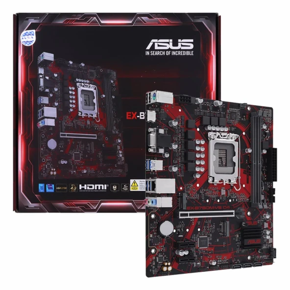 Asus EX-B760M-V5 D4-CSM DDR4 (5333MHz)OC M.2 VGA/HDMI PCIe 4.0 1700P mATX Anakart ürün görseli 1