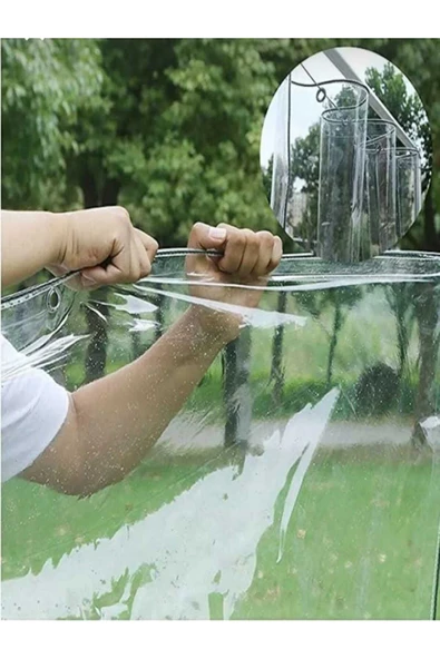 SMTOPRAKAVM 200X500cm Şeffaf Branda Kış Bahçe Perdesi 1mm Kapsüllü - 1