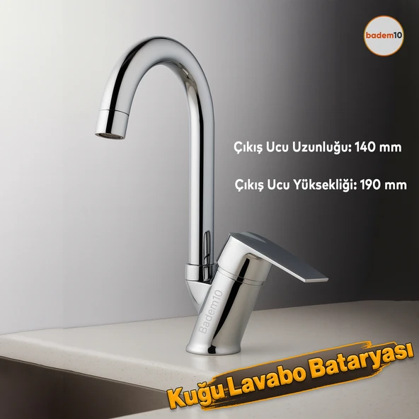 Premium Sıcak Soğuk Ayarlı Tek Kollu Aç Kapa Krom Kuğu Lavabo Bataryası Duvar Tipi Armatür Modern ürün görseli