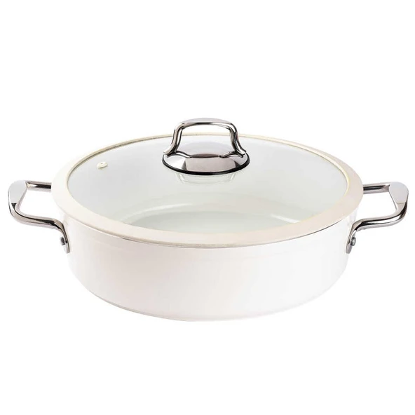 Tantitoni Deluxe Krem Seramik 5 Parça Tencere Seti - Resim 3