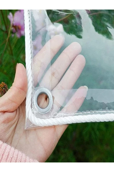 saran branda 100x200 Şeffaf Branda Kış Bahçe Perdesi 0,80mm Su Geçirmez Kapsüllü - 1