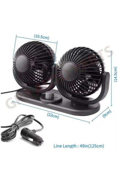 Araç Içi 360 Derece Dönebilen Mükemmel Soğutucu Vantilatör Kademeli Güç Özelliği - 2