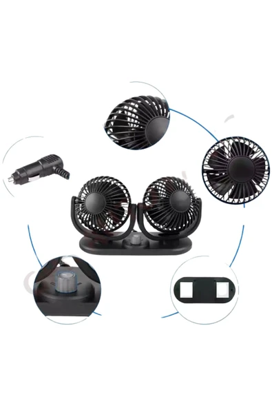 Araç Içi 360 Derece Dönebilen Mükemmel Soğutucu Vantilatör Kademeli Güç Özelliği - 3