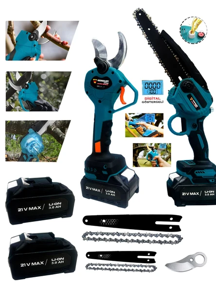 Germany Style Pro 3-Lü Set 4 Akülü Kenar Kesme-Dal Budama Makası-Budama Testeresi Bahçe Set - 3