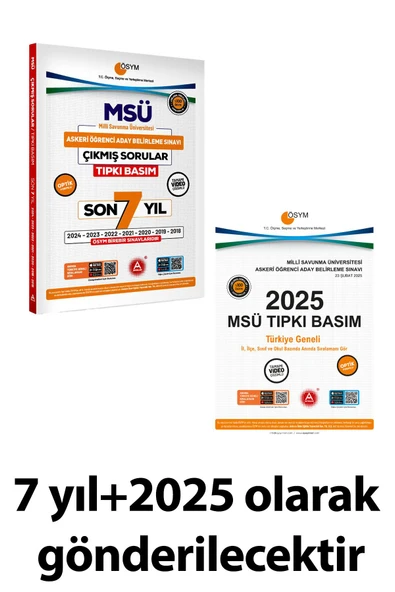 Son 8 yıl MSÜ Çıkmış Sorular-Tıpkı Basım-Bire Bir ÖSYM-Tamamı Video Çözümlü - 2