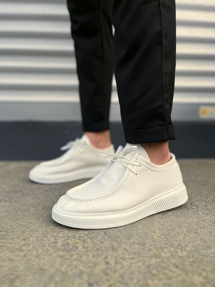 JET-170 Tornado Bağcıklı Cilt Erkek Günlük Spor Klasik Ayakkabı CBT - Beyaz - Resim 2