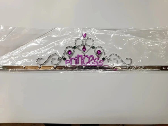 CEYLAN ADAM  Gümüş Renk Prenses Yazılı Parti Tacı 60 cm ürün görseli 1