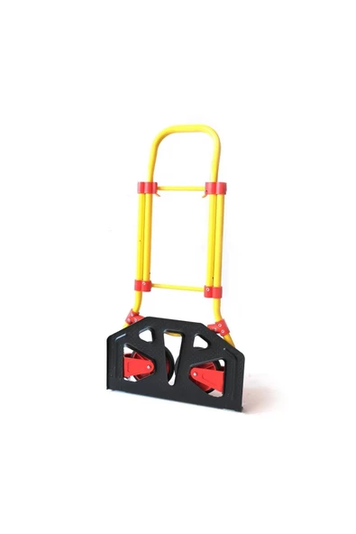 Balatlı Katlanabilir Portatif Paket ve Koli Taşıma Arabası 90 Kg. Kapasiteli Sarı FT90 - Resim 4