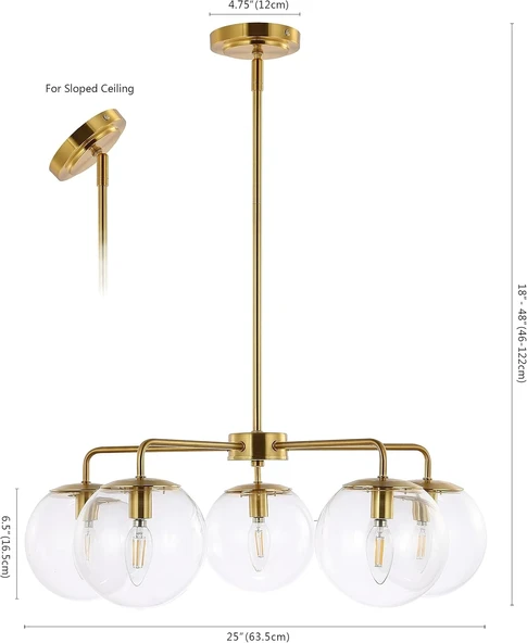 Mid Pirinç 5'lü Sarkıt Avize - 2