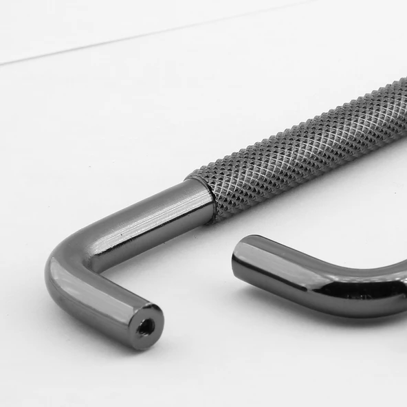 Tırtıklı Füme Metal Kulp 160 mm 16 cm Mobilya Çekmece Dolap Dolabı Modern Kapak Kulpları - Resim 6