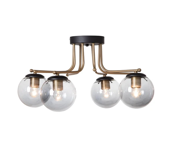 Dörtlü Siyah Camlı Eskitme Sarkıt Avize - Resim 5