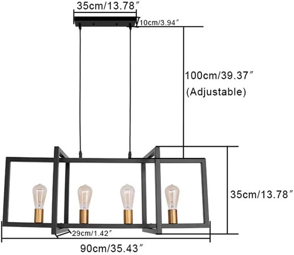 Farm 4'lü Siyah Sarkıt Avize - Resim 3