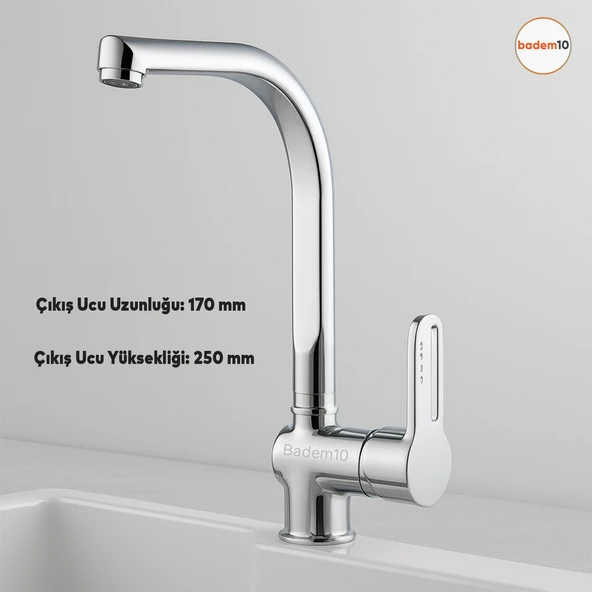 Premium Sıcak Soğuk Ayarlı Tek Kollu Aç Kapa Krom Lavabo Eviye Bataryası Modern Duvar Tipi Armatür ürün görseli