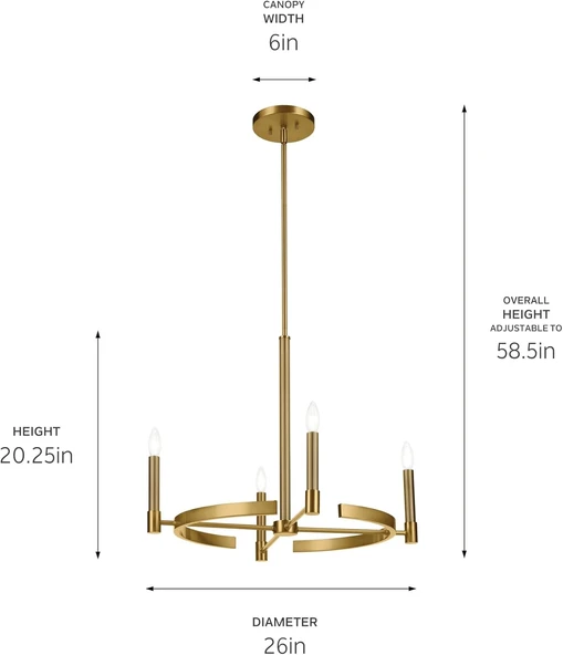 Tolaa Pirinç Eskitme 4'lü Sarkıt Avize - 3
