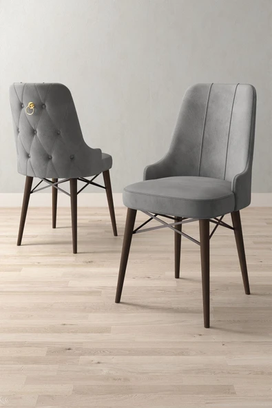 Loft Barok Desen 80x132 Açılabilir Mdf Masa Yemek Odası Takımı, Mutfak Takımı 4 Sandalye, 1 Bench Gri - 3