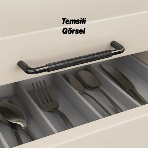 Tırtıklı Füme Metal Kulp 160 mm 16 cm Mobilya Çekmece Dolap Dolabı Modern Kapak Kulpları - Resim 4