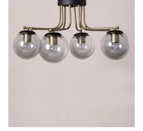 Dörtlü Siyah Camlı Eskitme Sarkıt Avize - Resim 2