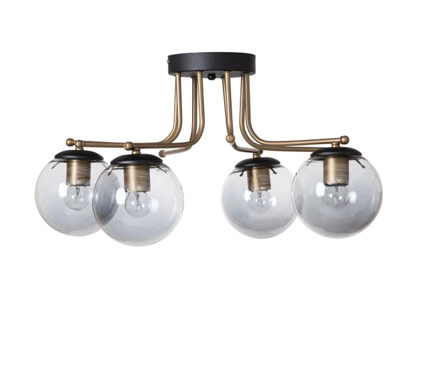 Dörtlü Siyah Camlı Eskitme Sarkıt Avize ürün görseli