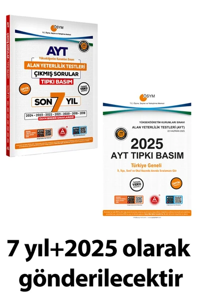 Son 8 yıl AYT Çıkmış Sorular-Tıpkı Basım-Bire Bir ÖSYM-Tamamı Video Çözümlü - Resim 2