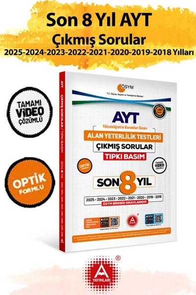Son 8 yıl AYT Çıkmış Sorular-Tıpkı Basım-Bire Bir ÖSYM-Tamamı Video Çözümlü ürün görseli 1