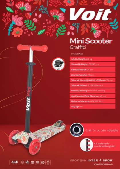 VOİT 218 IŞIKLI 3 TEKER SCOOTER GRAFFITI 55 - 3