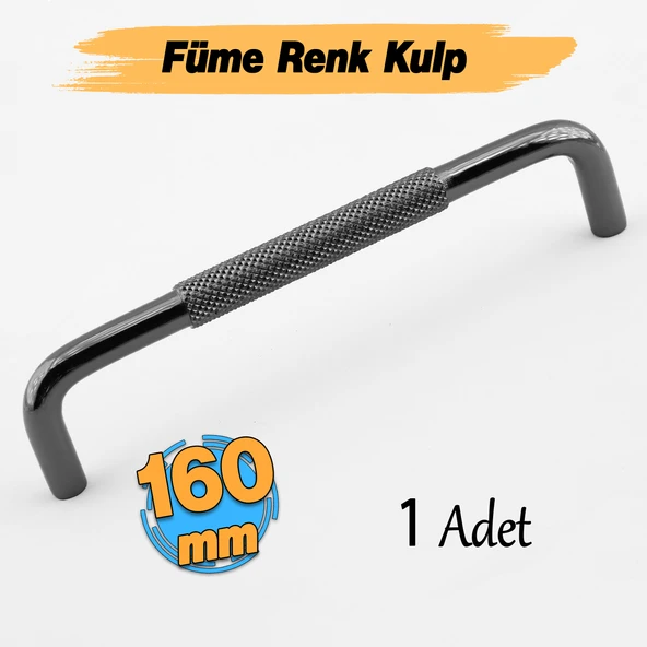 Tırtıklı Füme Metal Kulp 160 mm 16 cm Mobilya Çekmece Dolap Dolabı Modern Kapak Kulpları ürün görseli