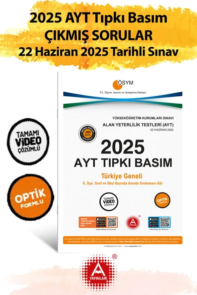 2025 AYT Çıkmış Sorular-Tıpkı Basım-Bire Bir ÖSYM-22 Haziran 2025 Tarihli Sınav ürün görseli
