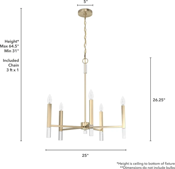Sundo Altın 5'li Sarkıt Avize - 4