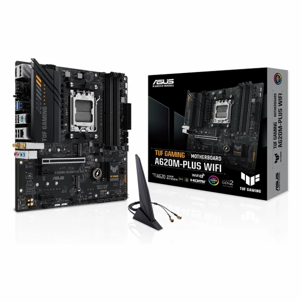 Asus TUF Gaming A620M-Plus WiFi DDR5 (7600MHz)OC M.2 HDMI/DP PCIe 4.0 AM5 mATX Anakart ürün görseli 1