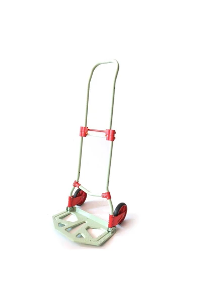 Balatlı Katlanabilir Portatif Paket ve Koli Taşıma Arabası 90 Kg. Kapasiteli Yeşil FT90 - Resim 3
