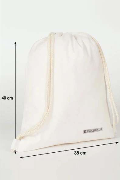 Rakerplus Krem 35x40 cm Unisex Ham Bez Büzgülü Sırt Ayakkabı Çantası - 3