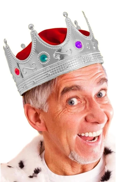 CEYLAN ADAM   GümüşRenkYetişkinÇocukUyumluKralTacıKraliyetTacı60cm - Resim 2