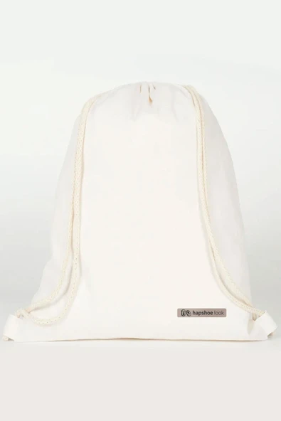 Hapshoe Look Krem 35x40 cm Unisex Ham Bez Büzgülü Ayakkabı Terlik Çantası - 1