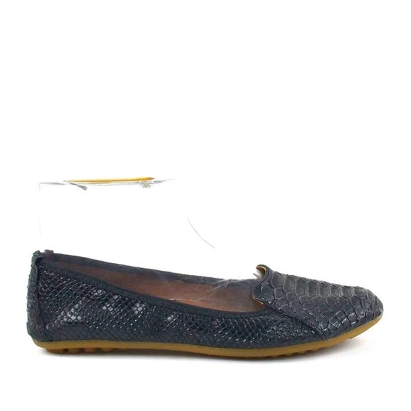 Siyah Croc Desenli Katlanabilir Kadın Babet - Resim 3