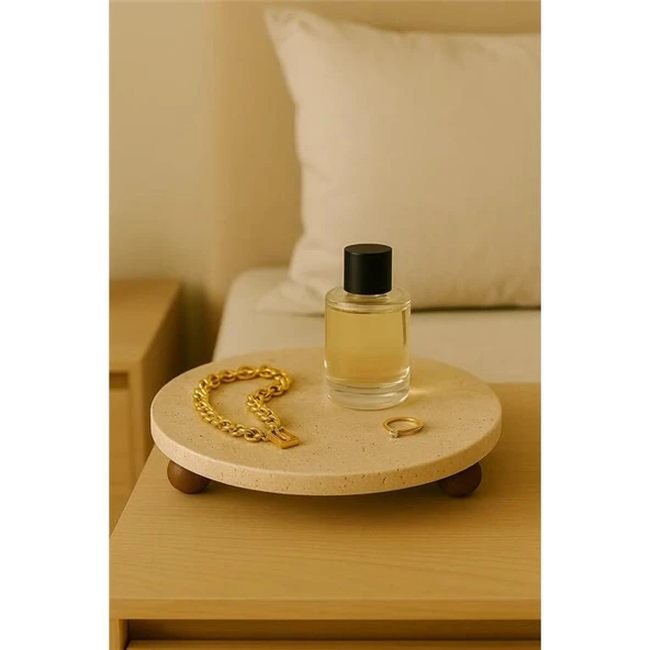 Akayev Traverten 28 Cm Ahşap Boncuk Ayaklı Sunumluk - 2