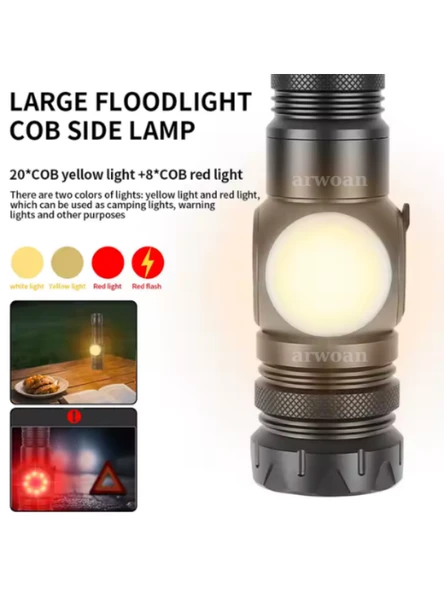 Güçlü Led El Feneri Yüksek Güç Işık Şarj Edilebilir Taktik El Feneri Kamp - 4