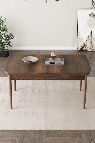 Loft Barok Desen 80x132 Açılabilir Mdf Masa Yemek Odası Takımı, Mutfak Takımı 4 Sandalye, 1 Bench Cappucino - 4