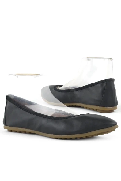 Siyah Sivri Burun Katlanabilir Kadın Babet - Resim 6