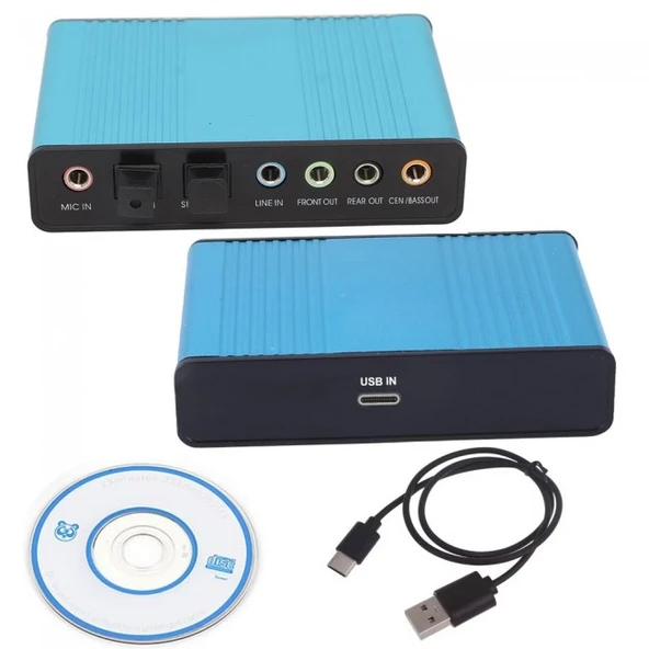 Usb type c 2.0 harici ses kartı 6 kanal 5.1 USB optik harici ses kartı - Resim 5