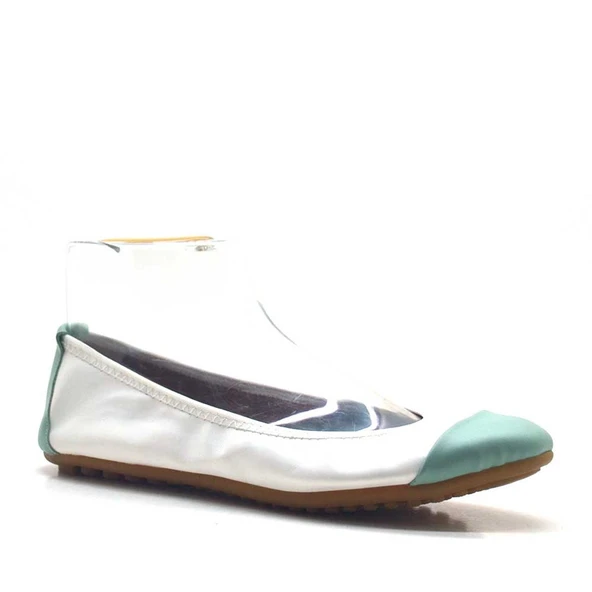 Beyaz-Yeşil Katlanabilir Kadın Babet - Resim 2