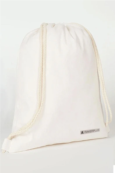 Rakerplus Krem 35x40 cm Unisex Ham Bez Büzgülü Sırt Ayakkabı Çantası - 1
