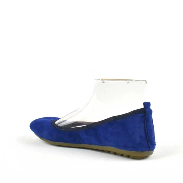 Mavi Süet Katlanabilir Kadın Babet - Resim 4