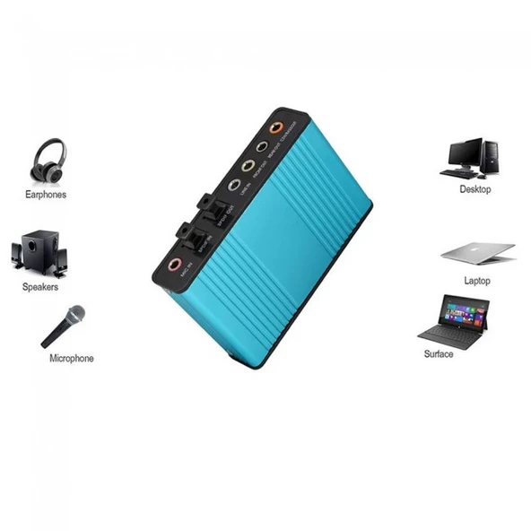 Usb type c 2.0 harici ses kartı 6 kanal 5.1 USB optik harici ses kartı - Resim 4